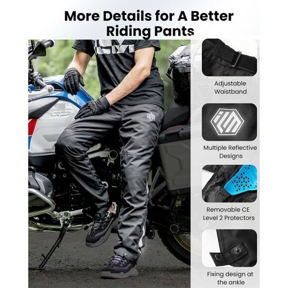 NEW WITH TAGS ILM Detachable Winter Motorcycle Riding Pants Men CE 2 Armored wit - Picture 2 of 16